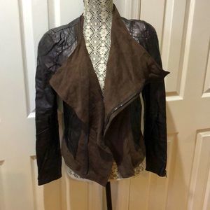 Faux Leather and Suede Moto Jacket
